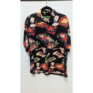 Tori Richard Men's Black Sushi Graphic Button-Down Shir